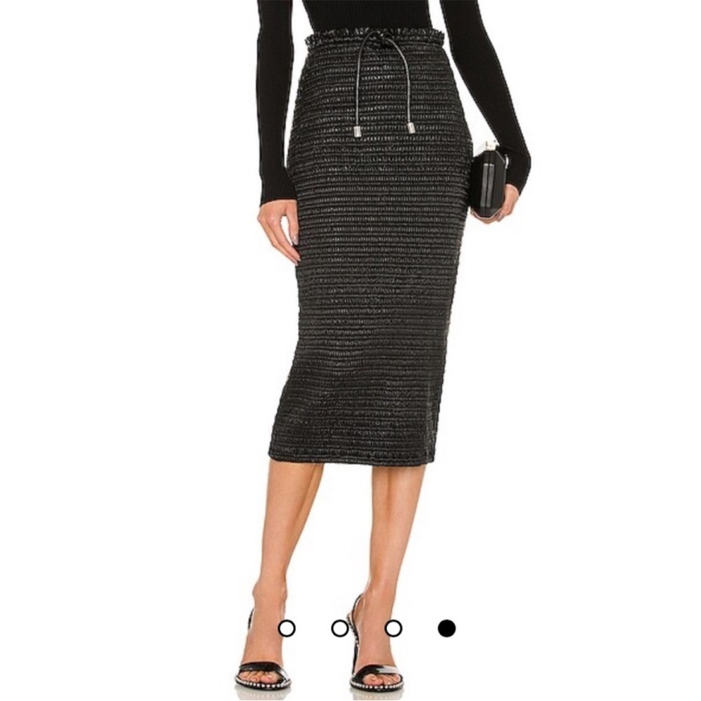A.L.C. Jaclyn Black Faux Leather Textured Pencil Skirt